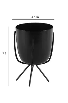 Black Table Top Planter with Stand Set of 2