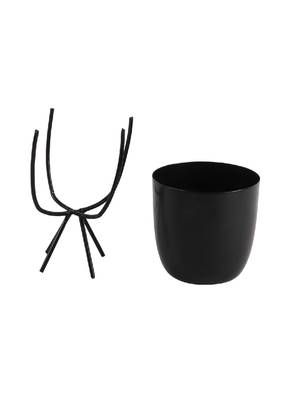 Black Table Top Planter with Stand Set of 2 4