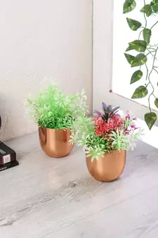 Copper Plating Table Top Planter Set of 2