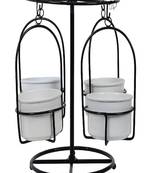 Detachable Revolving Merry Go Round Black & White Planter Stand