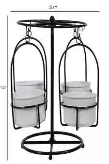 Detachable Revolving Merry Go Round Black & White Planter Stand