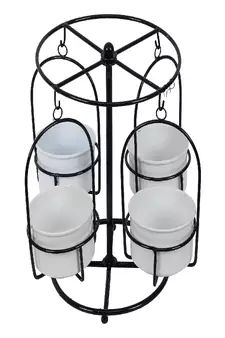 Detachable Revolving Merry Go Round Black & White Planter Stand