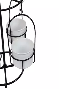 Detachable Revolving Merry Go Round Black & White Planter Stand