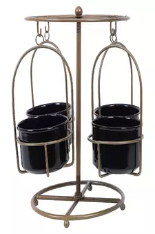 Detachable Revolving Merry Go Round Gold & Black Planter Stand