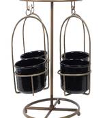 Detachable Revolving Merry Go Round Gold & Black Planter Stand