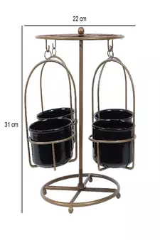 Detachable Revolving Merry Go Round Gold & Black Planter Stand