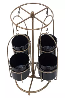 Detachable Revolving Merry Go Round Gold & Black Planter Stand