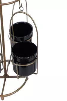 Detachable Revolving Merry Go Round Gold & Black Planter Stand