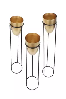 Detachble Gold Capsule Floor Planter Set of 3