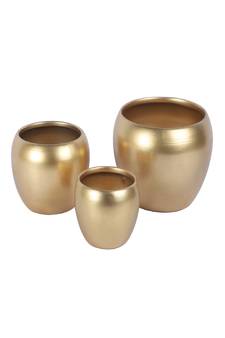 Gold Apple Shape Planters Set of 3