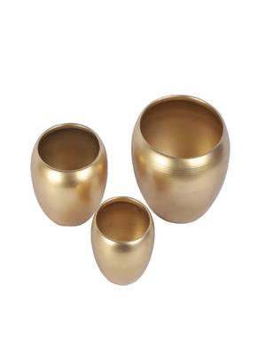 Gold Apple Shape Planters Set of 3 2