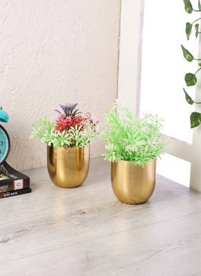 Gold Plating Table Top Planter Set of 2 4