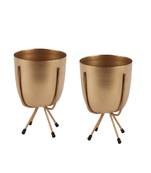 Gold Table Top Planter with Stand Set of 2