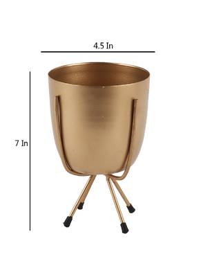 Gold Table Top Planter with Stand Set of 2 3