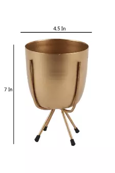 Gold Table Top Planter with Stand Set of 2