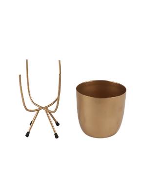 Gold Table Top Planter with Stand Set of 2 4