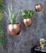 Hanging Copper Hammered Apple Planter Set of 3