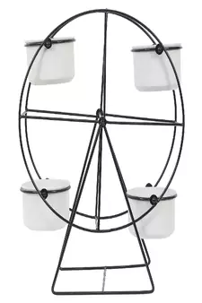 Revolving Wheel Black & White Planter Stand