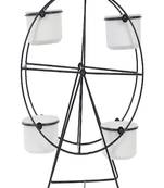Revolving Wheel Black & White Planter Stand