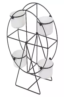 Revolving Wheel Black & White Planter Stand