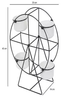 Revolving Wheel Black & White Planter Stand