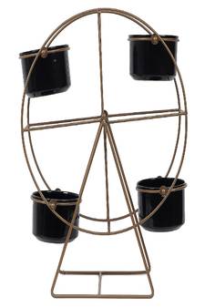 Revolving Wheel Gold & Black Planter Stand