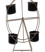 Revolving Wheel Gold & Black Planter Stand