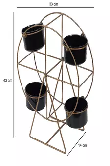 Revolving Wheel Gold & Black Planter Stand