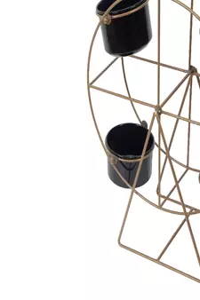 Revolving Wheel Gold & Black Planter Stand