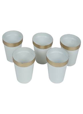 White & Gold Pot Planter Set of 5 2