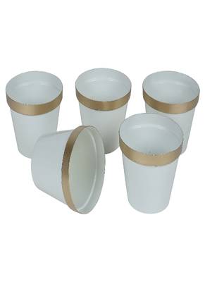 White & Gold Pot Planter Set of 5 3