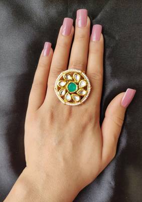 Green Kundan Ring 1