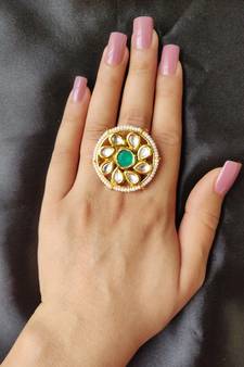 Green Kundan Ring