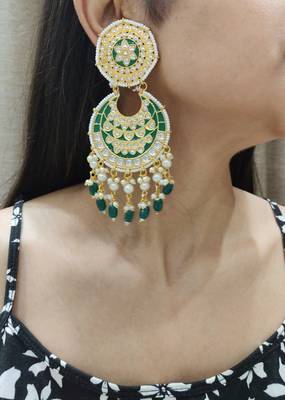 Green Chandbali Earrings 1