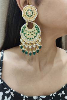 Green Chandbali Earrings