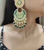 Green Chandbali Earrings