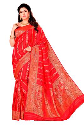 Red woven art silk sarees saree with blouse 1