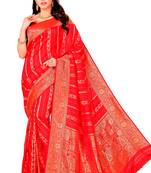Red woven art silk sarees saree with blouse