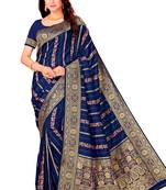 Navy blue woven art silk sarees saree with blouse