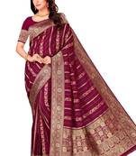 Purple woven art silk sarees saree with blouse