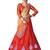 Red embroidered net unstitched lehenga-choli