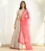 Light Pink Chikan Lehenga With Rani Pink Dupatta