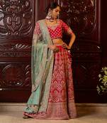 Dark Pink Lehenga With Mint Green Dupatta