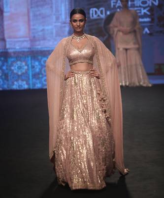 Dusty Pink Mukaish Lehenga Set  1