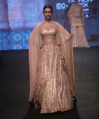 Dusty Pink Mukaish Lehenga Set  2