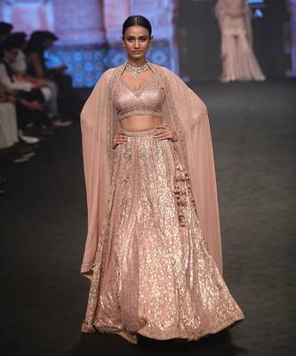 Dusty Pink Mukaish Lehenga Set  3