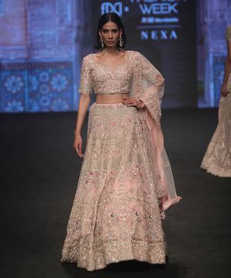 Light Pink Organza Lehenga Set 1