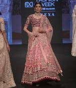 Wine - Peach Shaded Mukaish Lehenga Set