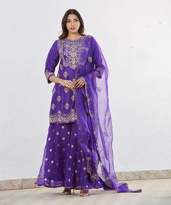 Purple Sharara Set  3