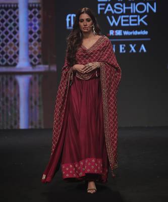Wine Anarkali With Sharara And Dupatta 3
